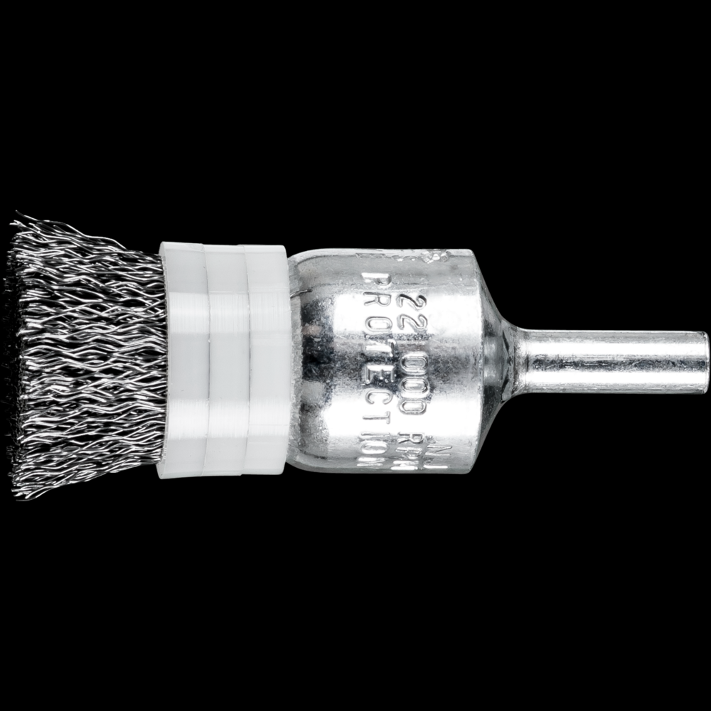PFERD Banded Crimped Wire End Brush 3/4&#34; Dia. .010 Carbon Steel 1/4&#34; Shank