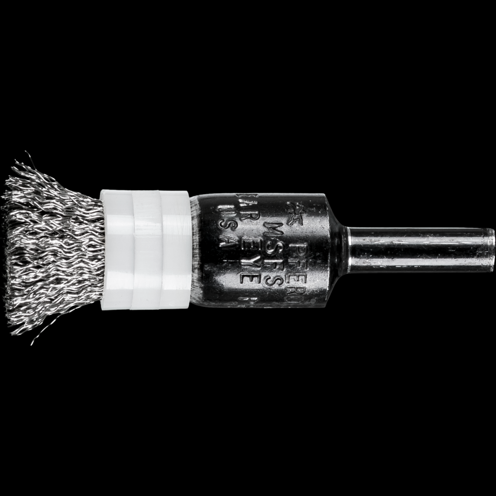 PFERD Banded Crimped Wire End Brush 1/2&#34; Dia. .010 Stainless Steel 1/4&#34; Shank