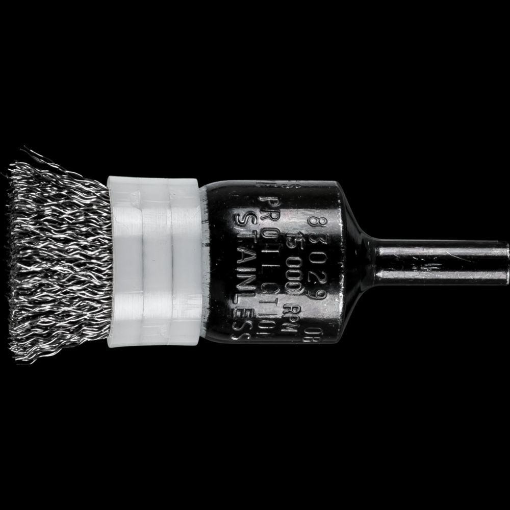 PFERD Banded Crimped Wire End Brush 3/4&#34; Dia. .010 Stainless Steel 1/4&#34; Shank