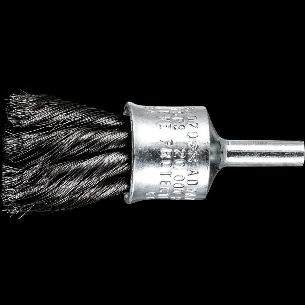 PFERD Knot Wire End Brush 3/4&#34; Dia. Flared Cup .006 Carbon Steel 1/4&#34; Shank