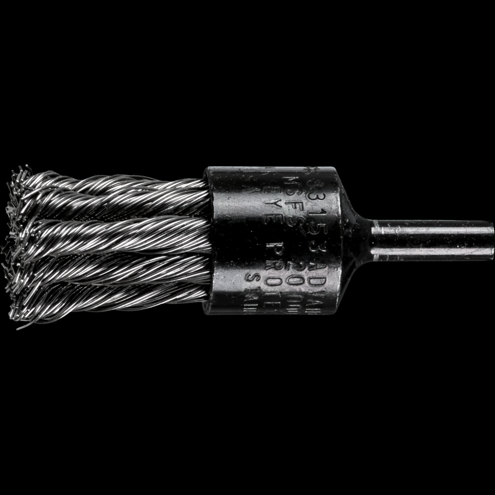 PFERD Knot Wire End Brush 3/4&#34; Dia. Straight Cup .020 Stainless Steel 1/4&#34; Shank