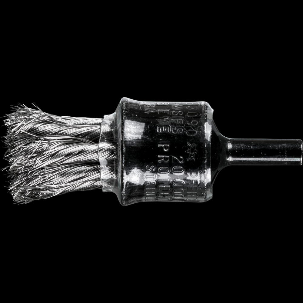 PFERD Knot Wire End Brush 3/4&#34; Dia. Coated Flared Cup .006 Stainless Steel 1/4&#34; Shank