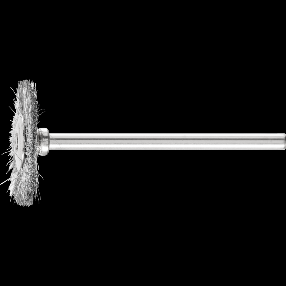 PFERD Mounted Wheel Brush 1&#34; Dia. .005 Carbon Steel 1/8&#34; Stem