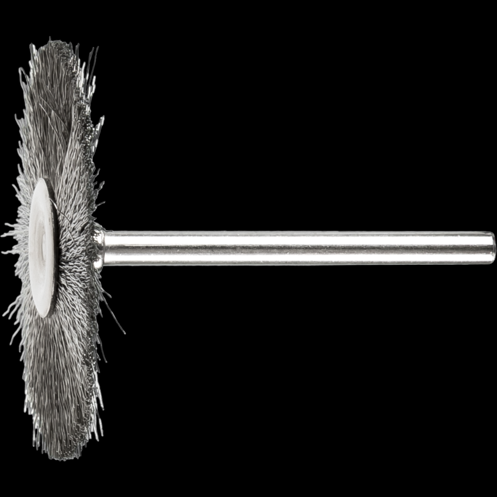 PFERD Mounted Wheel Brush 1-1/2&#34; Dia. .005 Stainless Steel 1/8&#34; Stem