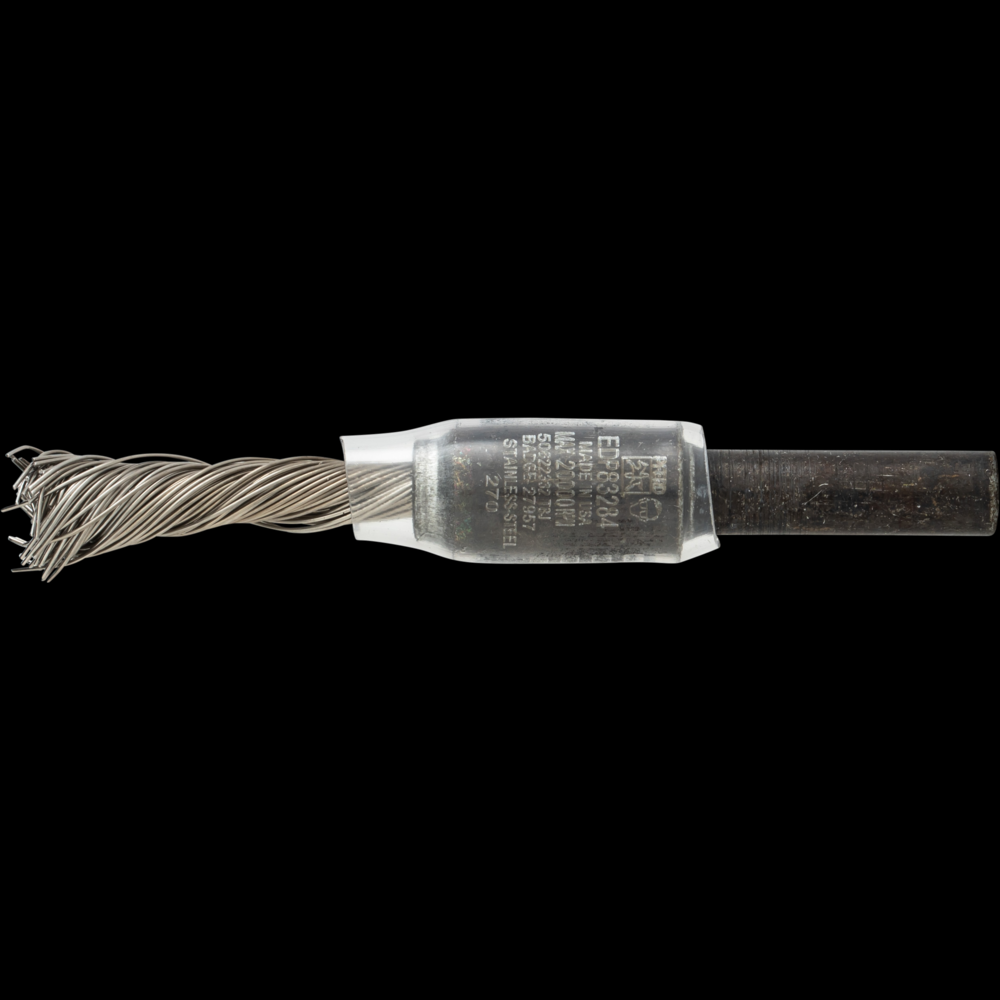 PFERD SINGLETWIST® Knot End Brush 1/4&#34; Dia. Flared Cup .014 Stainless Steel 1/4&#34; Shank