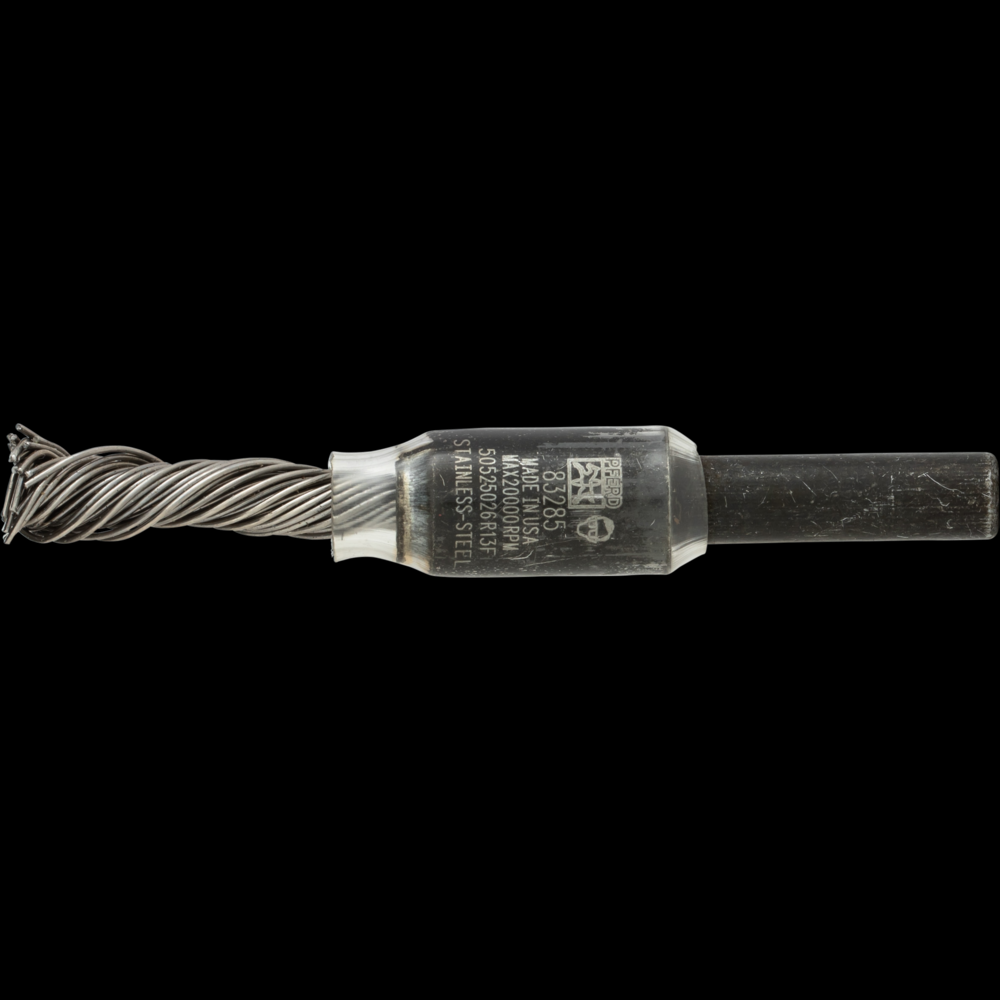 PFERD SINGLETWIST® Knot End Brush 1/4&#34; Dia. Flared Cup .020 Stainless Steel 1/4&#34; Shank
