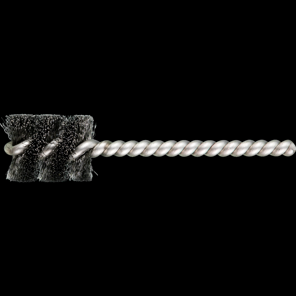 PFERD Power Tube Brush 13/16&#34; Dia. .005 Carbon Steel Wire 1/4&#34; Stem SS/SS