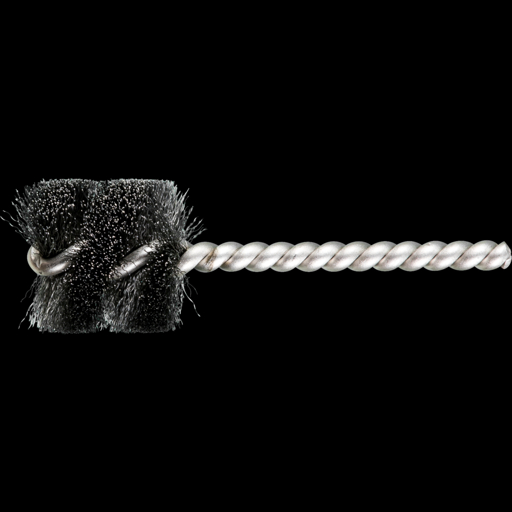 PFERD Power Tube Brush 1-1/4&#34; Dia. .005 Carbon Steel Wire 1/4&#34; Stem SS/SS
