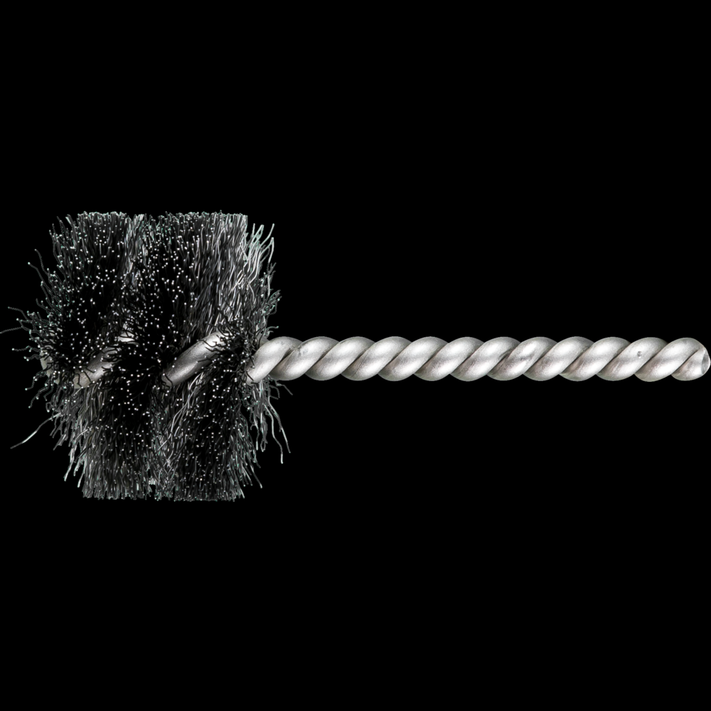 PFERD Power Tube Brush 1-1/2&#34; Dia. .008 Carbon Steel Wire 1/4&#34; Stem SS/SS