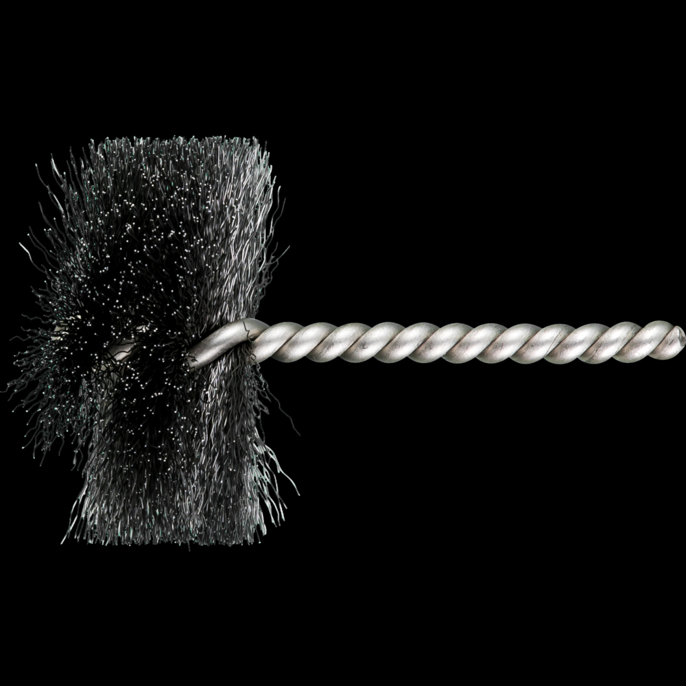 PFERD Power Tube Brush 2-1/4&#34; Dia. .008 Carbon Steel Wire 1/4&#34; Stem SS/SS