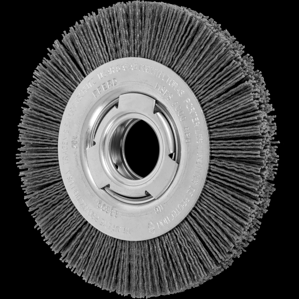 PFERD M-BRAD® Wheel Brush 6&#34; Dia Wide Face .040/80 Grit Silicon Carbide 2&#34; Arbor