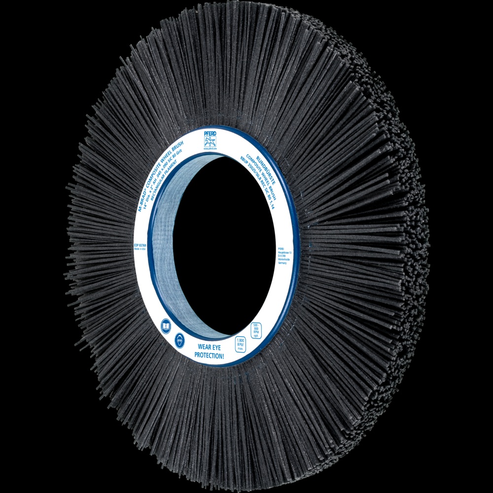 PFERD M-BRAD® Composite Wheel Brush 14&#34; Dia. M-BRAD® Silicon Carbide 5-1/4&#34; Arbor
