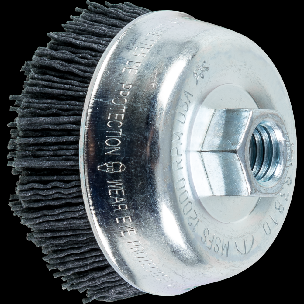 PFERD M-BRAD® Cup Brush 3-1/2&#34; Dia. .040/120 Grit Silicon Carbide 5/8-11&#34; Thread