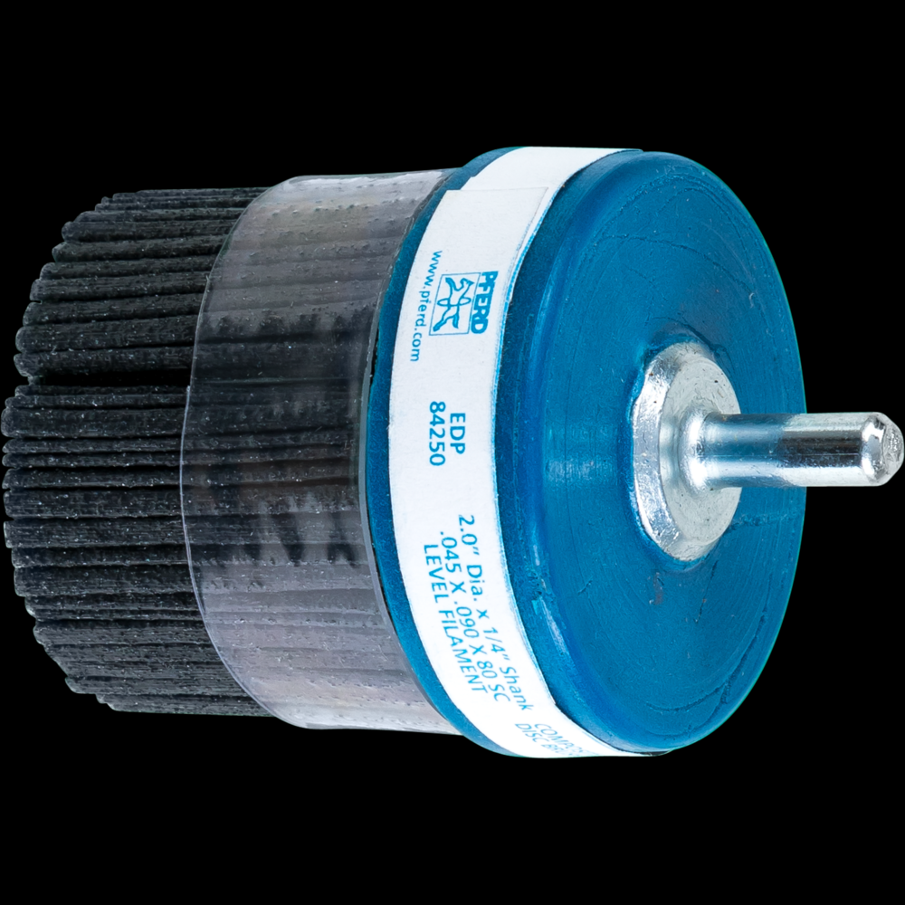 PFERD M-BRAD® Mounted Disc Brush 2&#34; Dia. .045x.090/80 Grit Silicon Carbide 1/4&#34; Shank