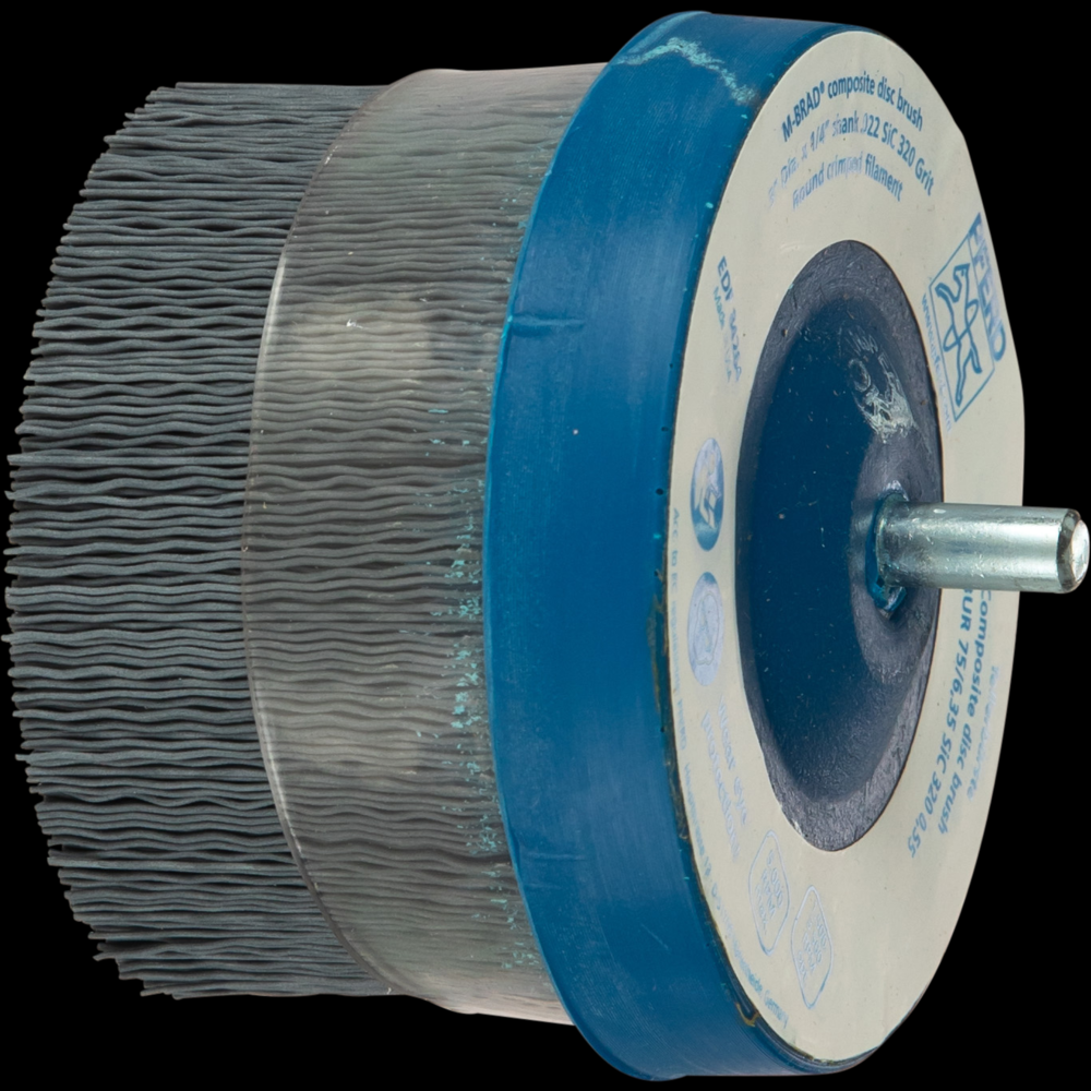 PFERD M-BRAD® Mounted Disc Brush 3&#34; Dia. .022/320 Grit Silicon Carbide 1/4&#34; Shank