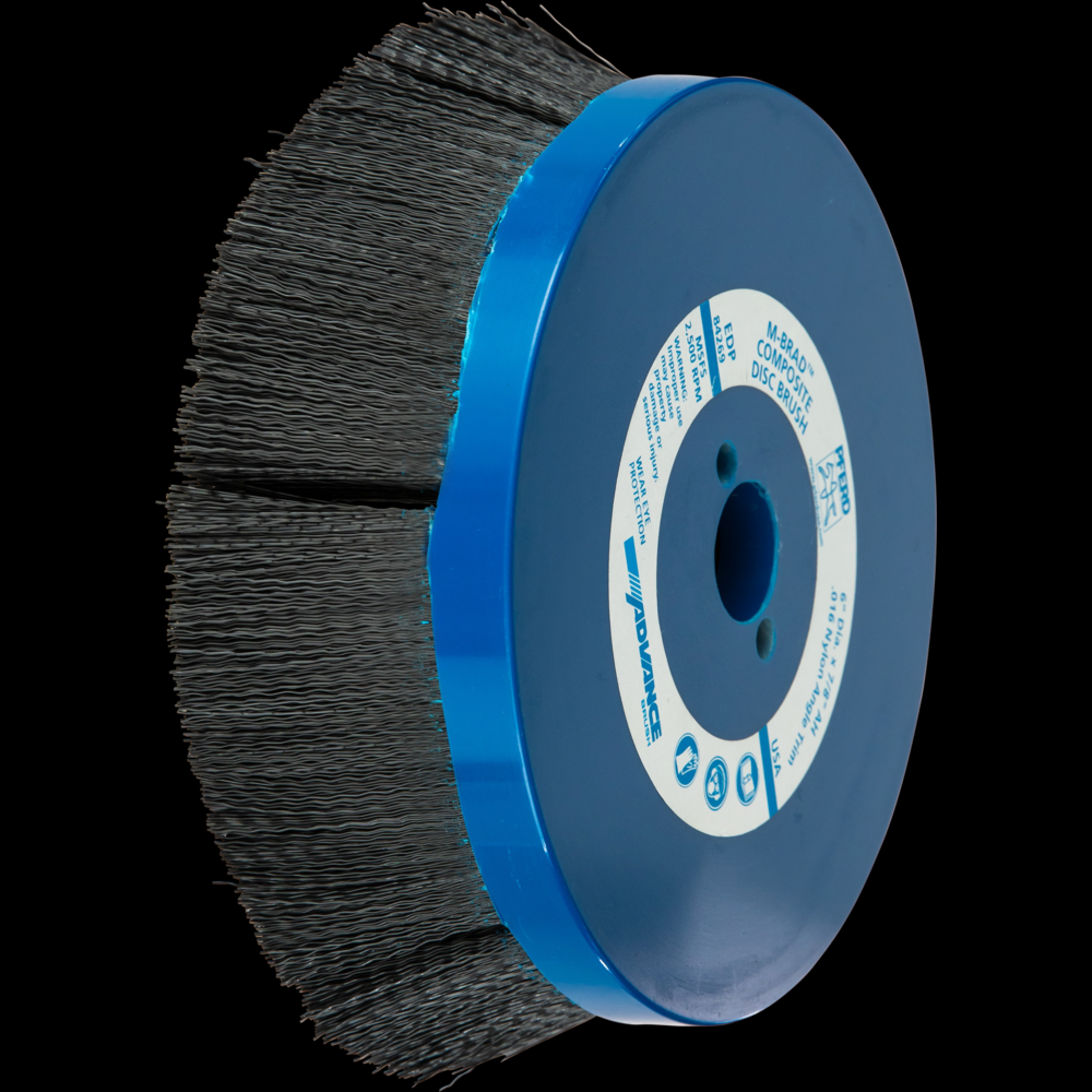 PFERD M-BRAD® Mounted Disc Brush 6&#34; Dia. .016 Nylon 1/4&#34; Shank Bridled