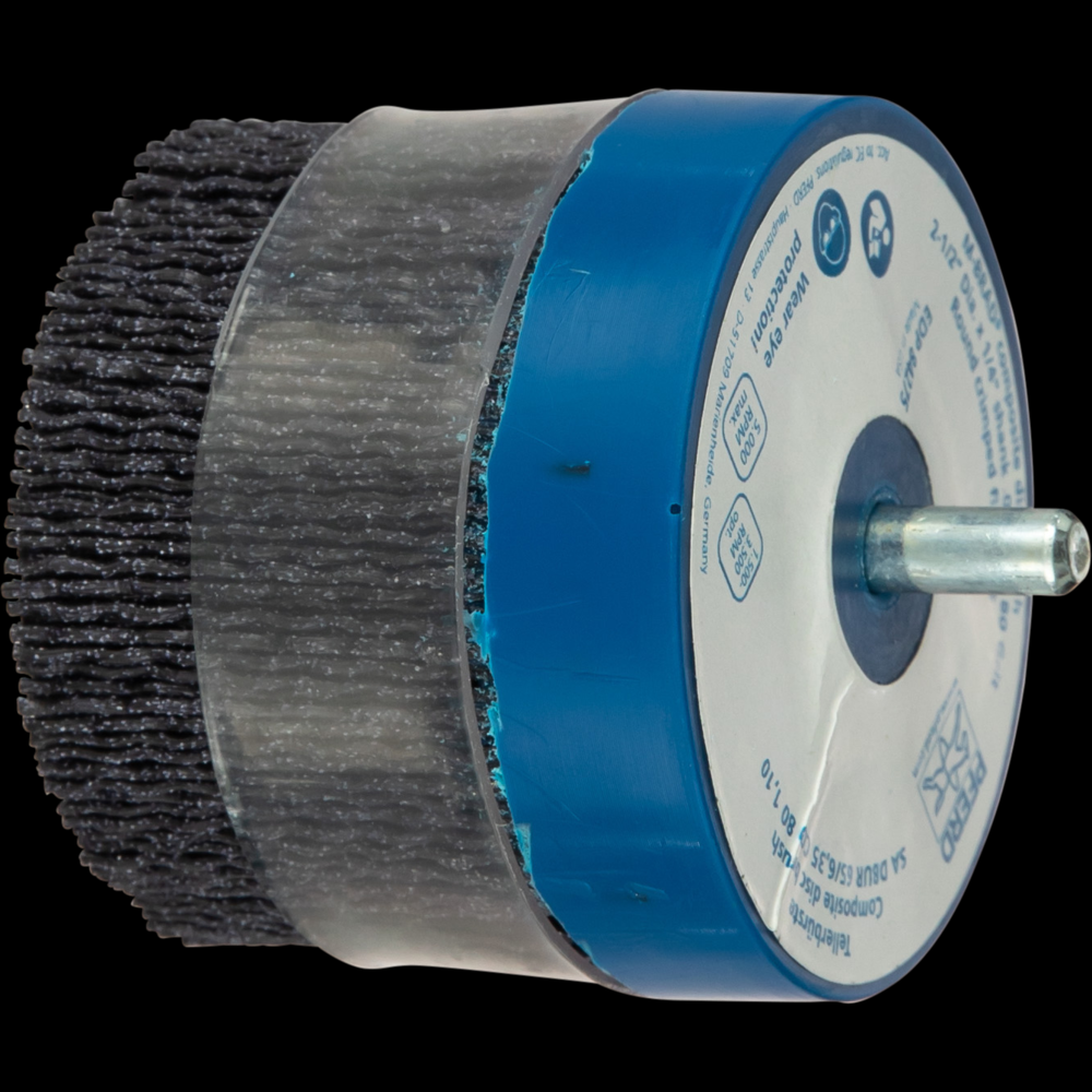 PFERD M-BRAD® Mounted Disc Brush 2-1/2&#34; Dia. .040/120 Grit Ceramic Oxide 1/4&#34; Shank