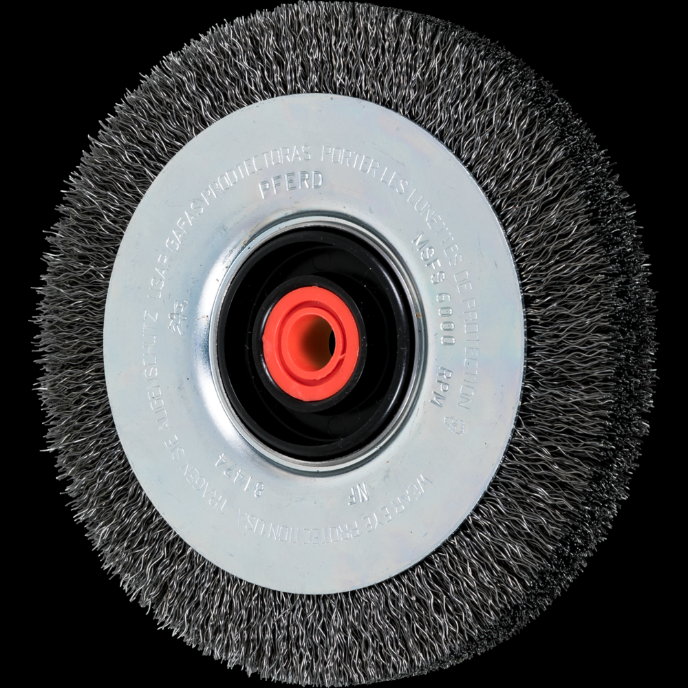 PFERD EZmount® Wire Wheel 6&#34; Dia .014 Carbon Steel Carbon Steel Arbor Retail