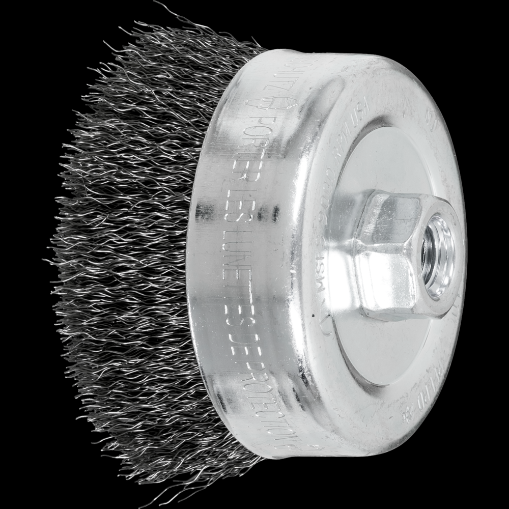 PFERD Crimped Wire Cup Brush PSF 4&#34; Dia. .014 Carbon Steel 5/8-11&#34; Thread Retail
