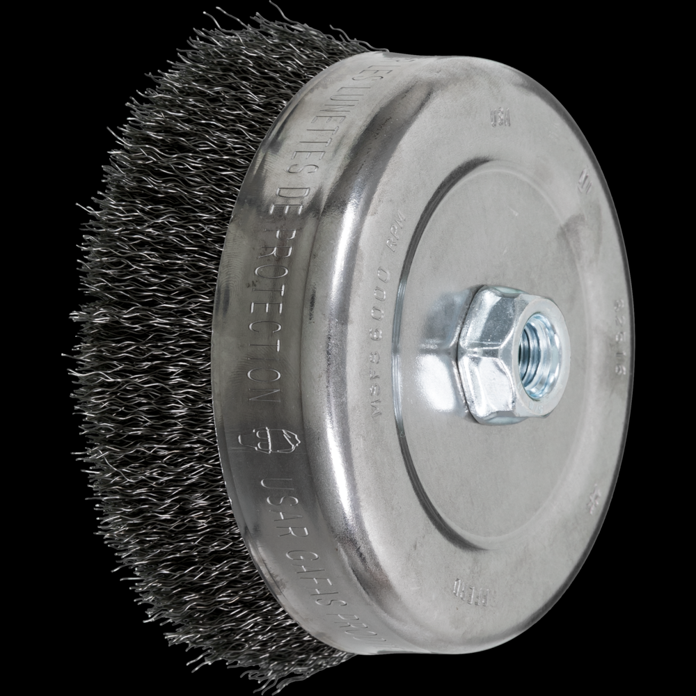 PFERD Crimped Wire Cup Brush PSF 6&#34; Dia. .014 Carbon Steel 5/8-11&#34; Thread Retail