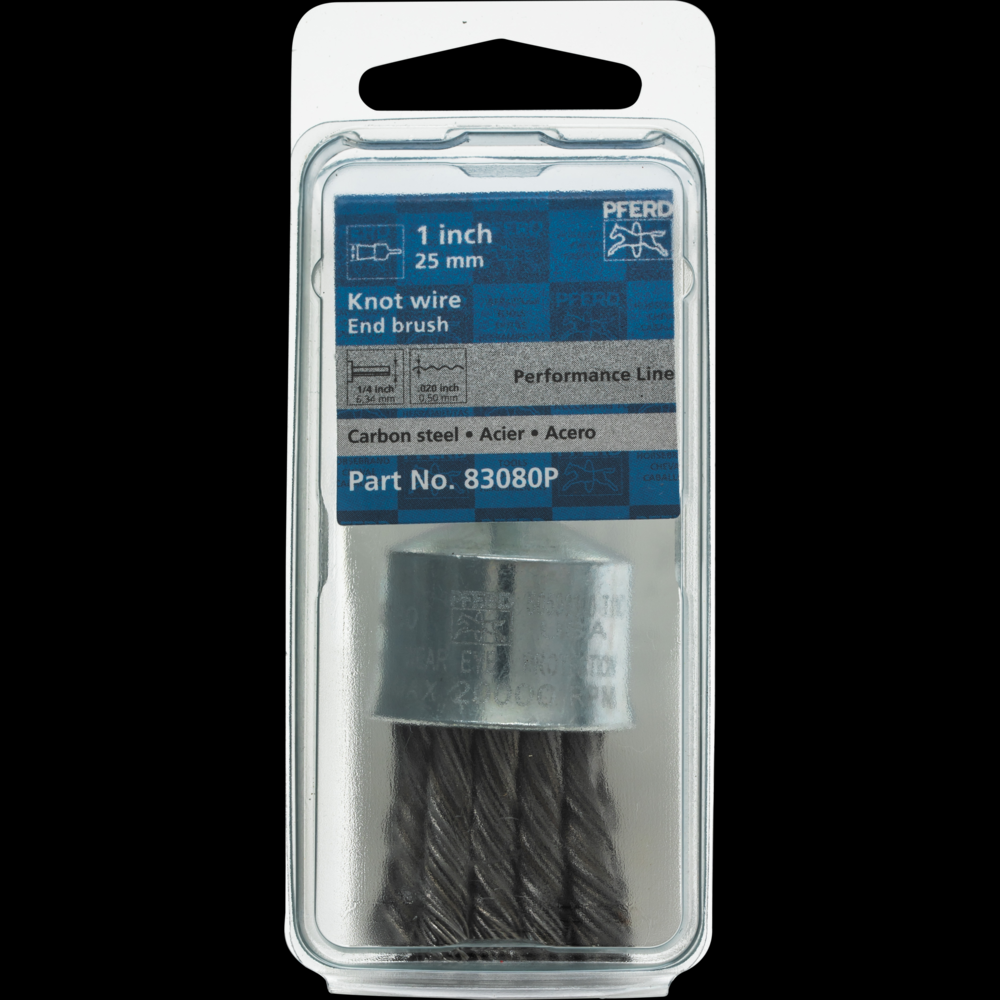 PFERD Knot Wire End Brush 1&#34; Dia. Flared Cup .020 Carbon Steel 1/4&#34; Shank Retail