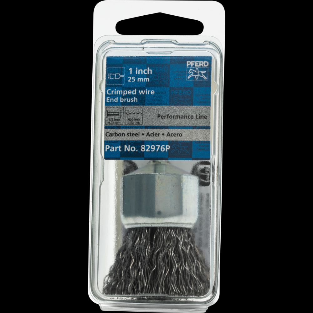 PFERD Crimped Wire End Brush 1&#34; Dia. .020 Carbon Steel 1/4&#34; Shank Retail