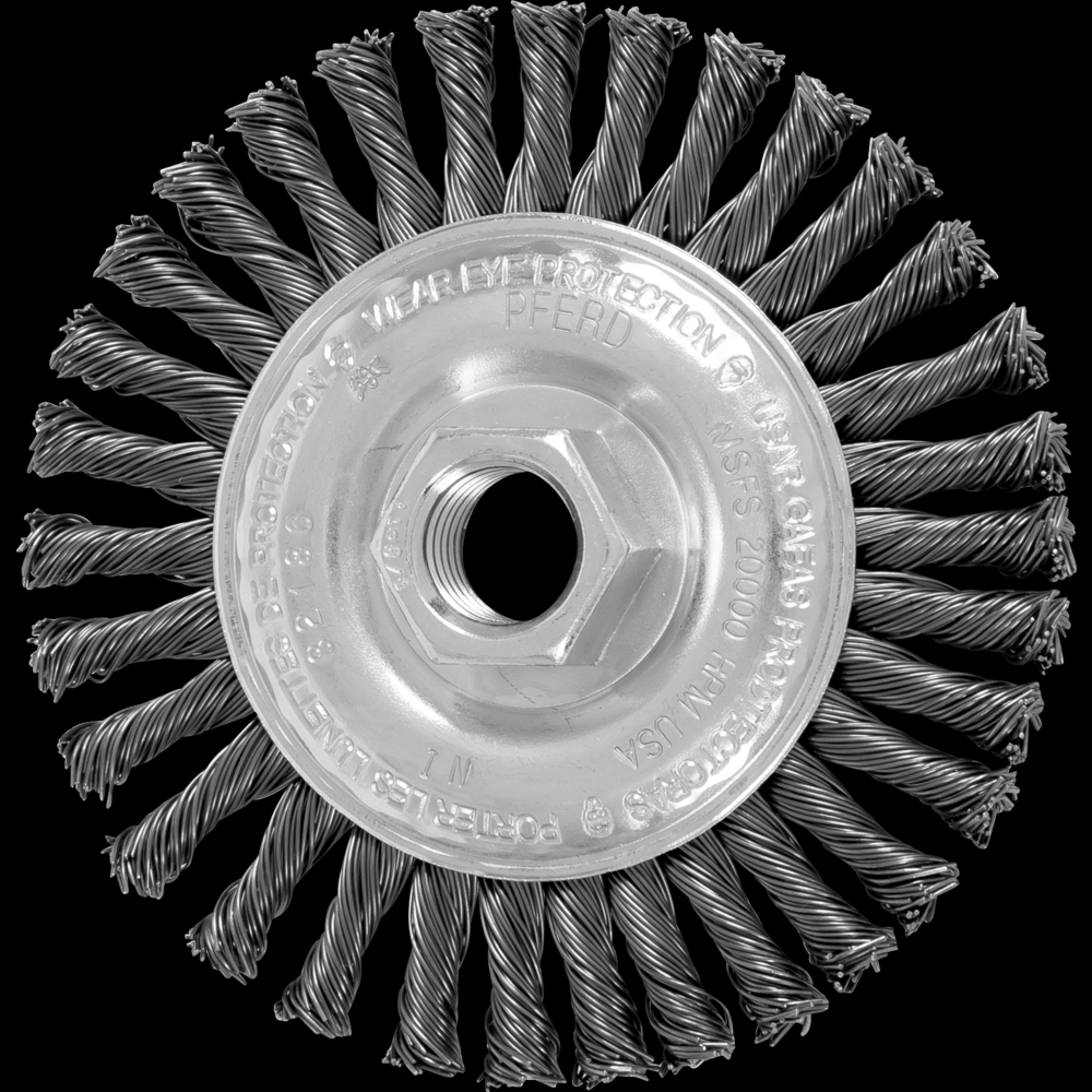 PFERD Stringer Bead Wheel Brush 4&#34; Dia .020 Carbon Steel 5/8-11&#34; Thread .023 Retail
