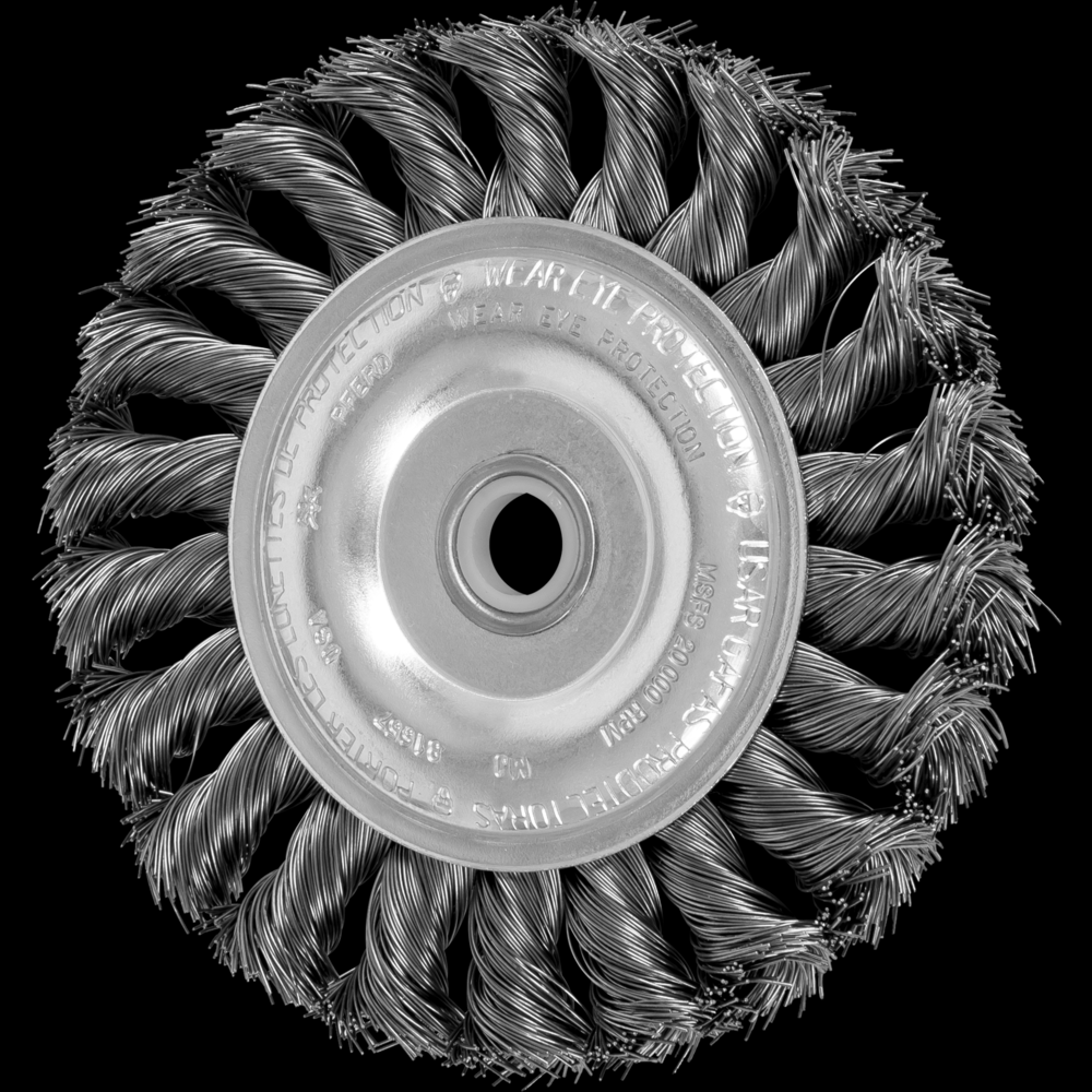 PFERD Standard Twist Knot Wire Wheel Brush 4&#34; Dia. .014 CS1/2-3/8&#34; Arbor Retail