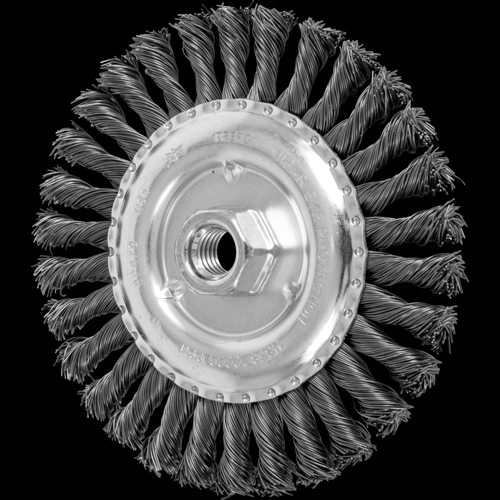 PFERD Full Cable Knot Wire Wheel Brush 6&#34; Dia. .023 Carbon Steel 5/8-11&#34; Thread Retail