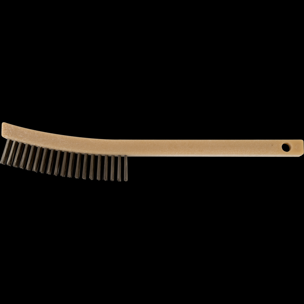 PFERD Curved Handle Scratch Brush 3x19 Rows Stainless Steel Wire Plastic Block