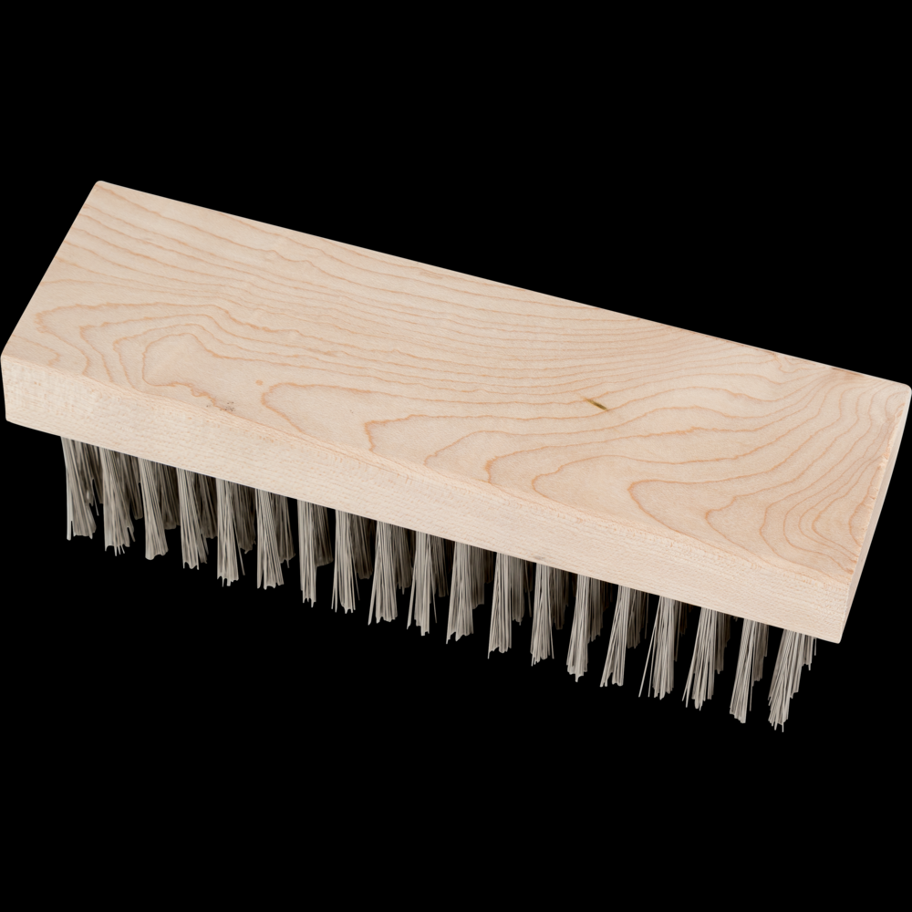 PFERD Straight Back Block Brush 6x19 Rows .012 Stainless Steel Wire Wooden Block