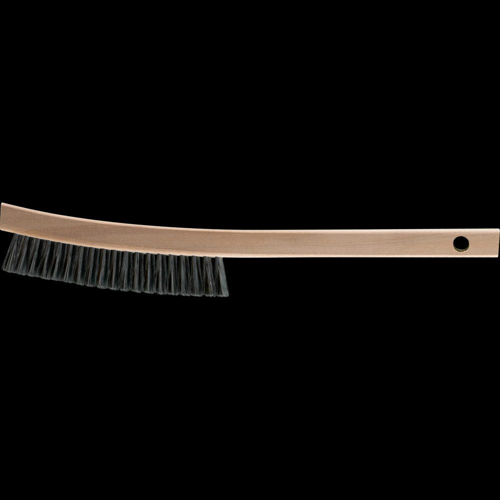 PFERD Curved Handle Platers Brush 4 Rows .005 Carbon Steel Wire