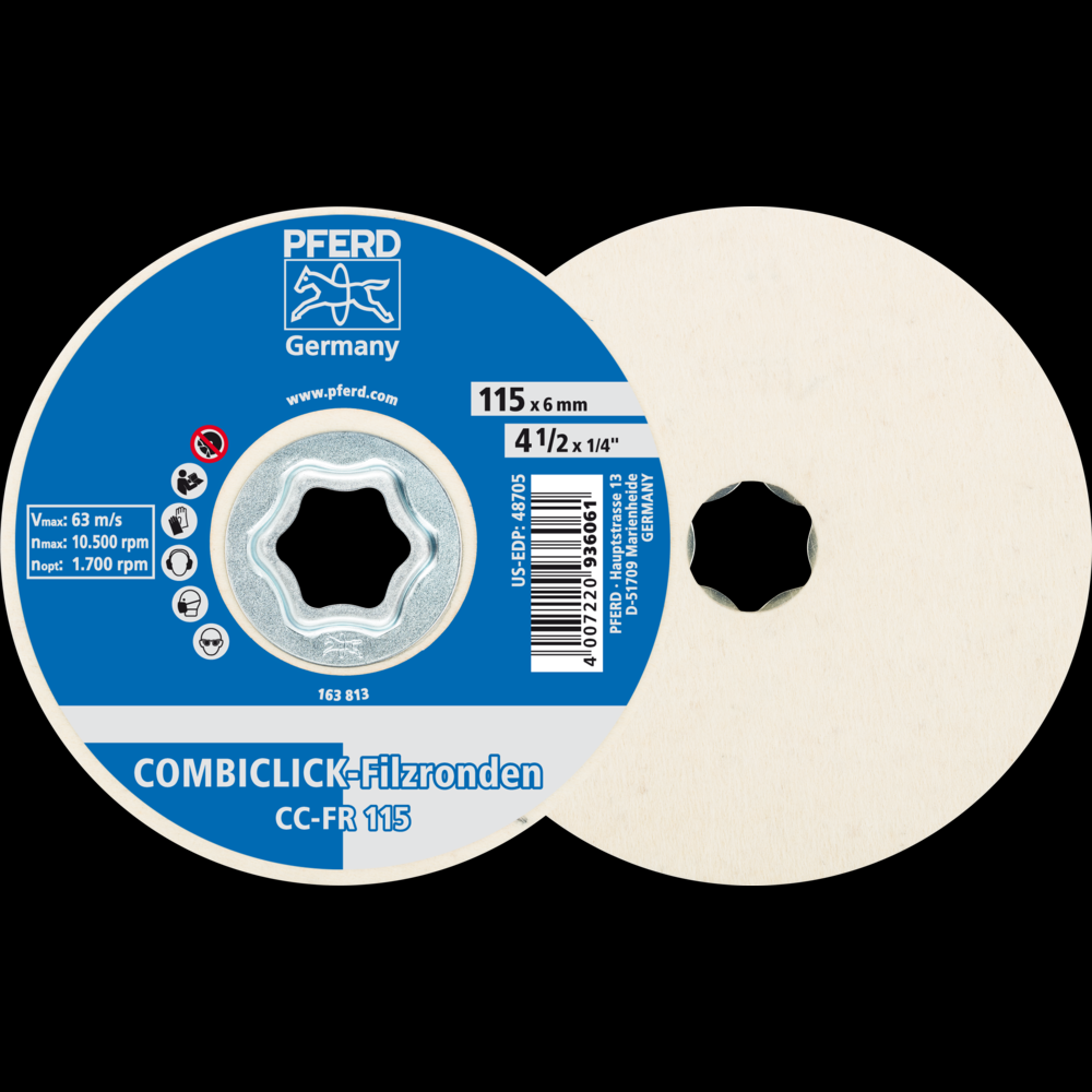 PFERD COMBICLICK® Felt Disc, 4-1/2&#34; Diameter