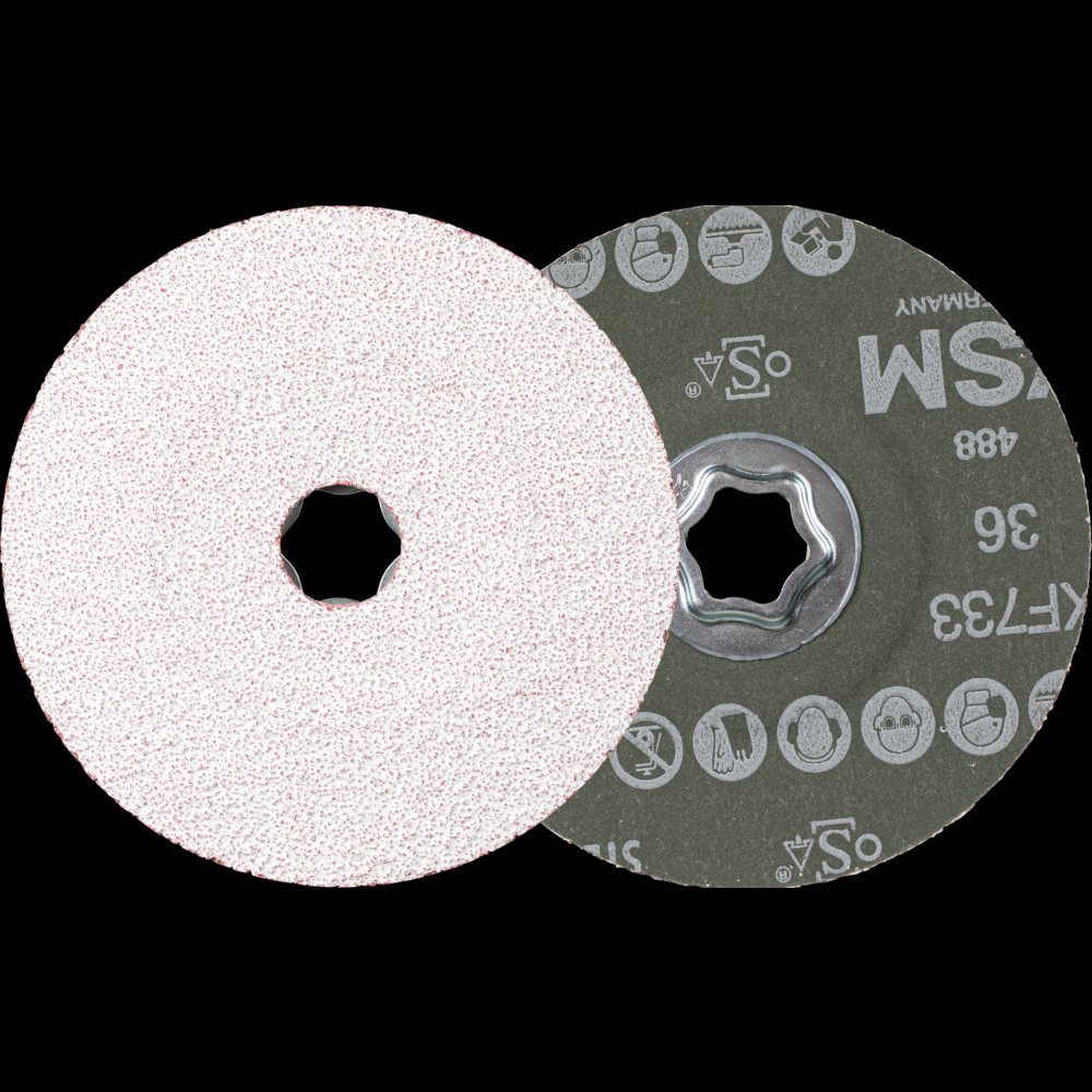 PFERD COMBICLICK® Fiber Disc, 5&#34; Dia, 36 Grit, Ceramic oxide CO-ALU