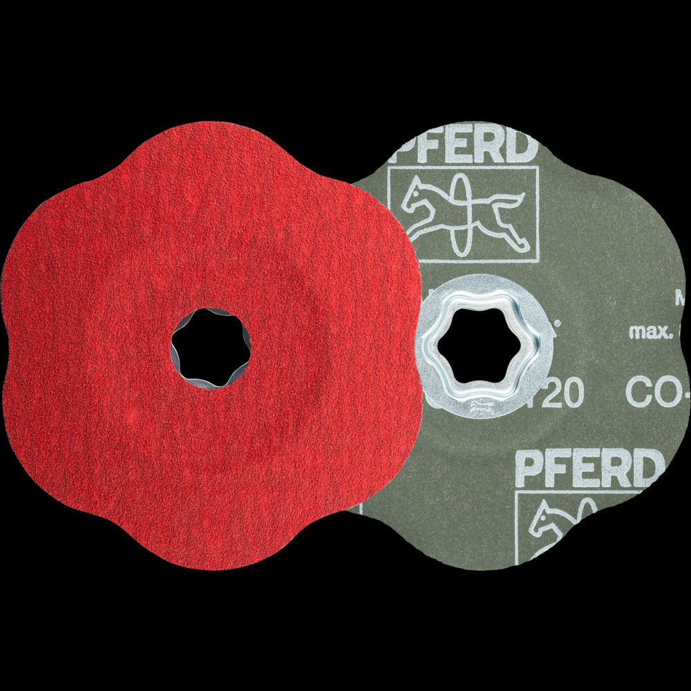 PFERD COMBICLICK® CONTOUR Fiber Disc, 5&#34; Dia, 120 Grit, Ceramic oxide CO-COOL