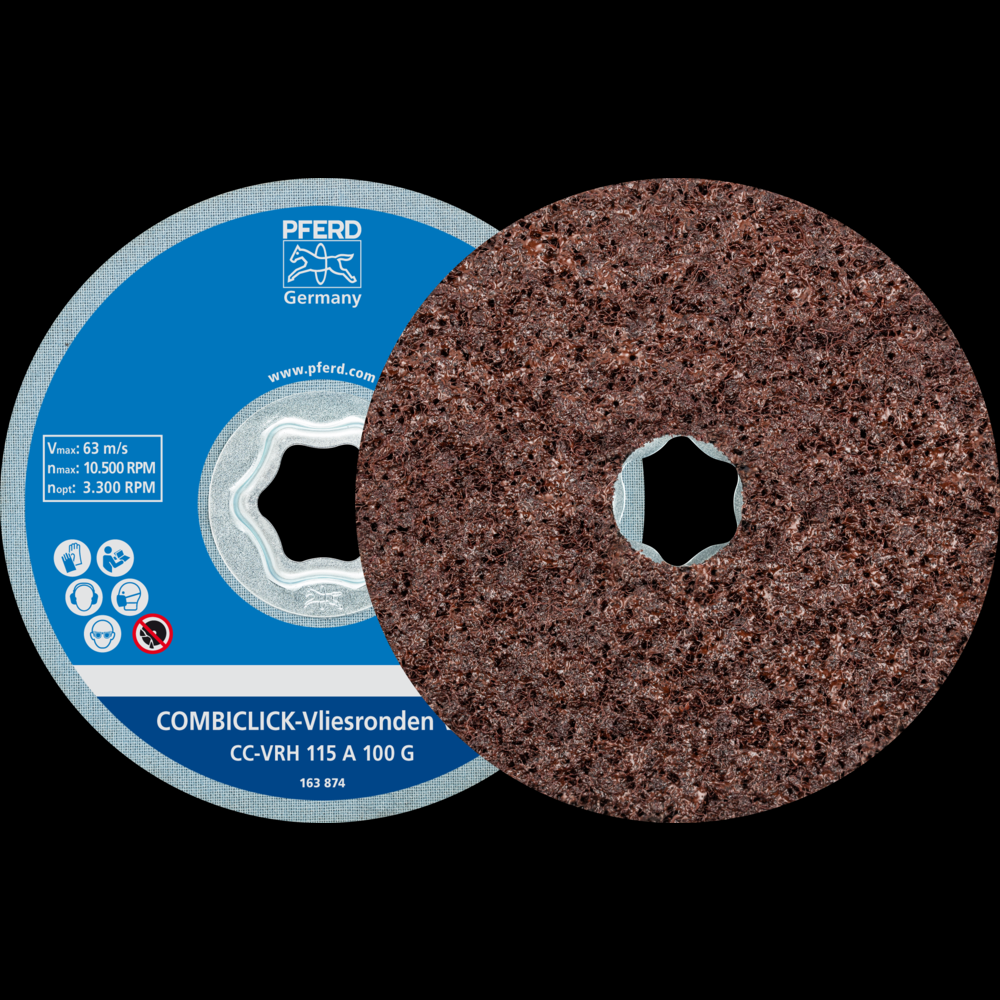PFERD COMBICLICK® Surface Conditioning Disc Hard,4-1/2&#34;,100 Grit Coarse,Aluminum Oxide