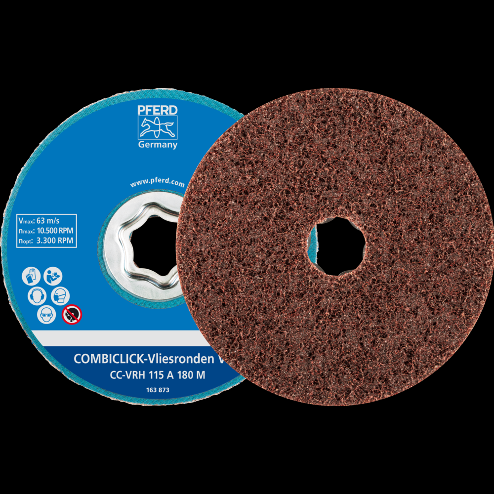 PFERD COMBICLICK® Surface Conditioning Disc Hard,4-1/2&#34;,180 Grit Medium,Aluminum Oxide