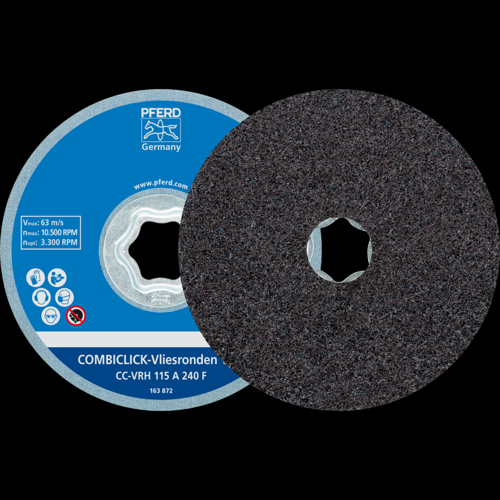 PFERD COMBICLICK® Surface Conditioning Disc Hard,4-1/2&#34;, 240 Grit Fine, Aluminum Oxide
