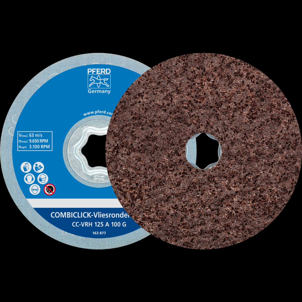 PFERD COMBICLICK® Surface Conditioning Disc Hard, 5&#34;, 100 Grit Coarse, Aluminum Oxide