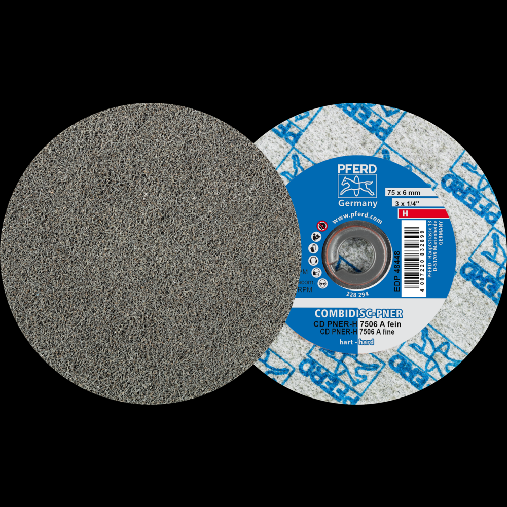 PFERD COMBIDISC® Unitized Disc, 3&#34; Dia, Type CD, Fine, Hard, 8AM, Aluminum oxide