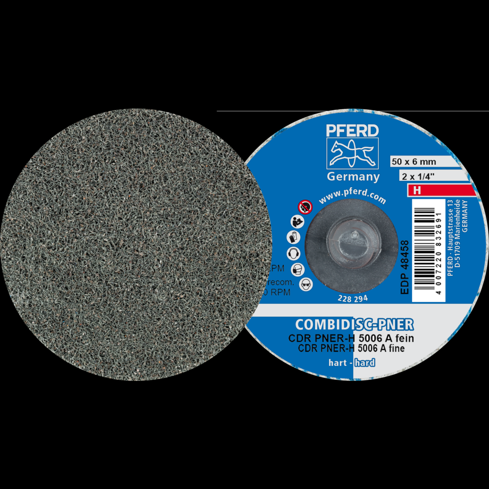 PFERD COMBIDISC® Unitized Disc, 2&#34; Dia, Type CDR, Fine, Hard, 8AM, Aluminum oxide