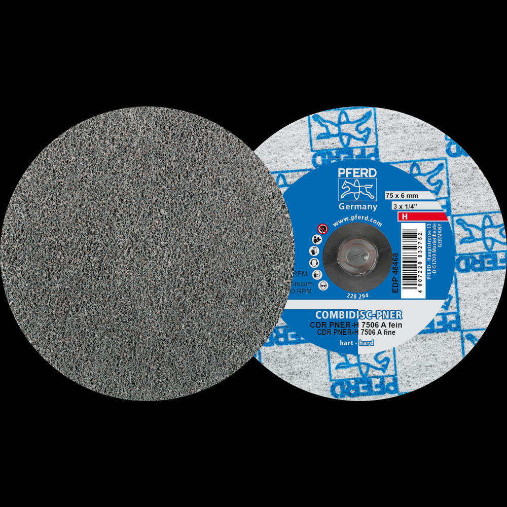 PFERD COMBIDISC® Unitized Disc, 3&#34; Dia, Type CDR, Fine, Hard, 8AM, Aluminum oxide