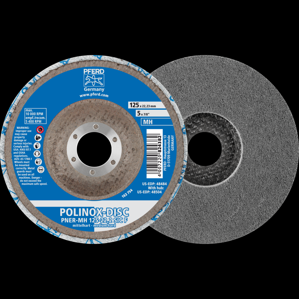 PFERD POLINOX® Unitized Disc, 5&#34; x 1/2 x 7/8, T27, Fine, MH, 6SF, Silicon carbide