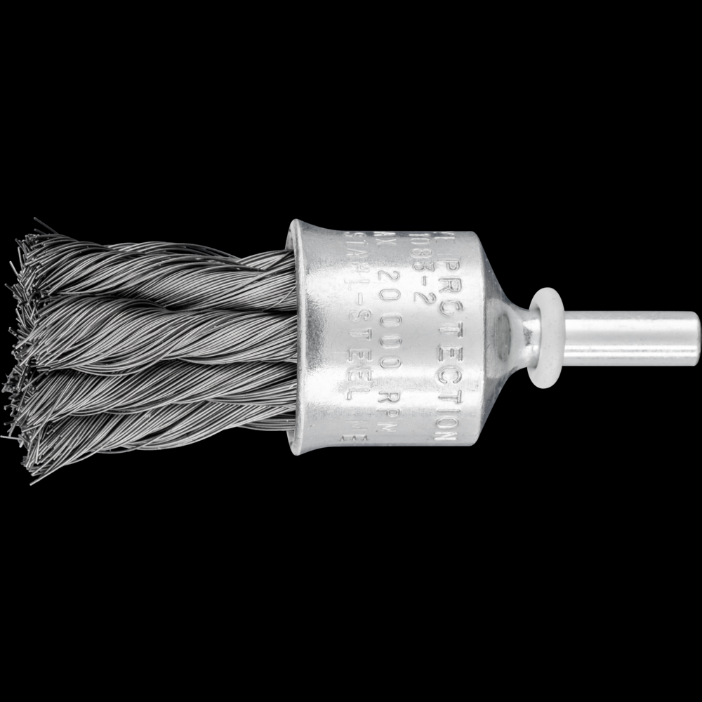 PFERD Knot Wire End Brush 3/4&#34; Dia. Flared Cup .010 Carbon Steel 1/4&#34; Shank
