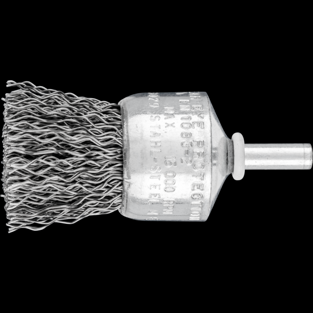 PFERD Crimped Wire End Brush 1&#34; Dia. .020 Carbon Steel 1/4&#34; Shank