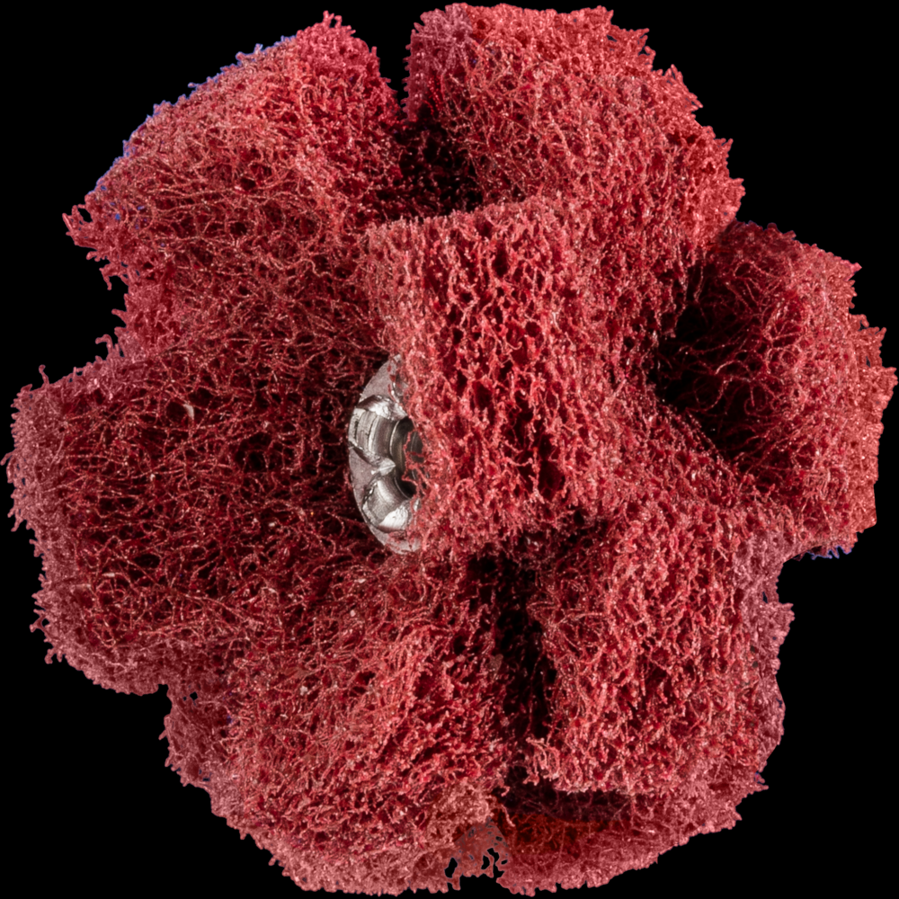 PFERD POLINOX® Cross Buff, 1-1/2&#34;, 3 Layers, 8-32 Thread, 280 Grit Fine,Aluminum oxide