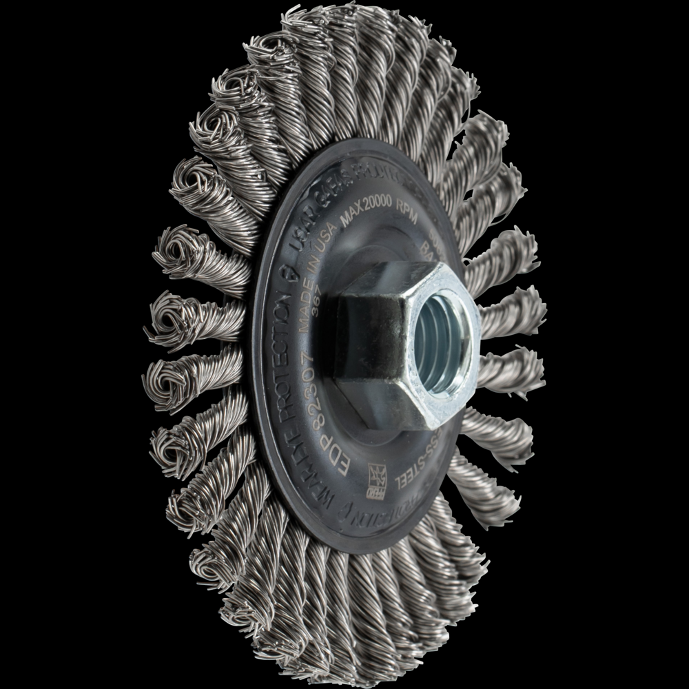PFERD Stringer Bead Wheel Brush 4&#34; Dia .020 Stainless Steel 5/8-11&#34; Thread .023 Retail