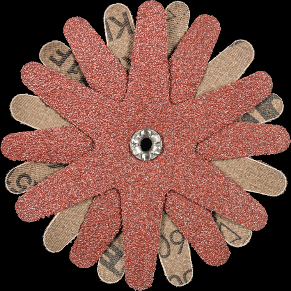 PFERD POLISTAR-TUBE Abrasive Star, 4&#34; dia, 4 Layers, 5mm Bore, 60 Grit,Aluminum oxide