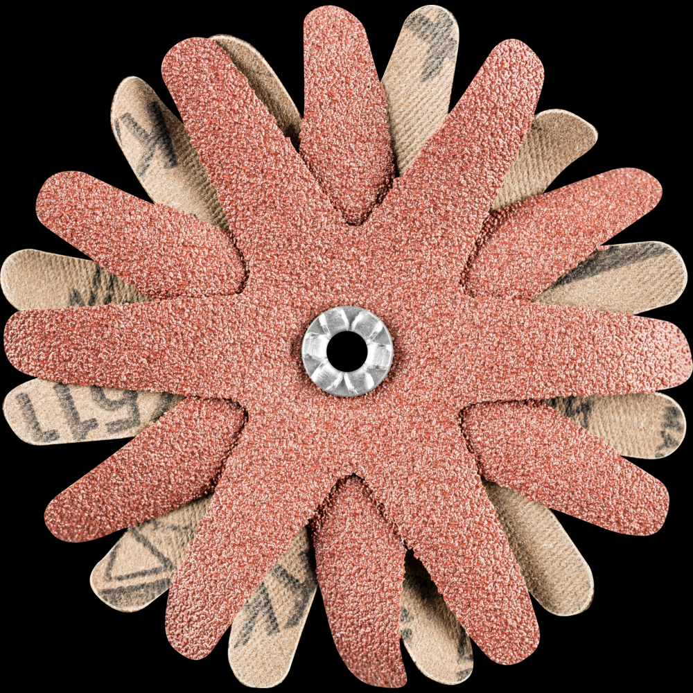 PFERD POLISTAR-TUBE Abrasive Star, 3-1/2&#34; dia,4 Layers,5mm Bore,60 Grit,Aluminum oxide