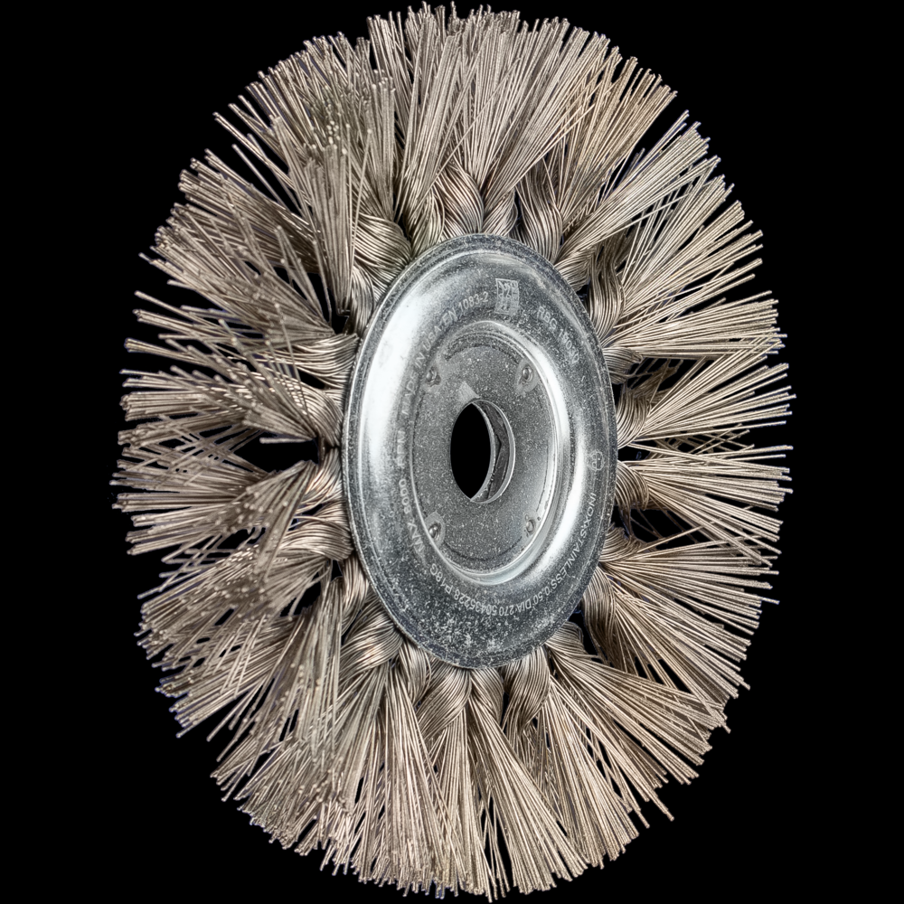 PFERD Standard Twist Knot Wire Wheel Brush 7-1/2&#34; Dia. 270 Grit 1-1/4&#34; Arbor